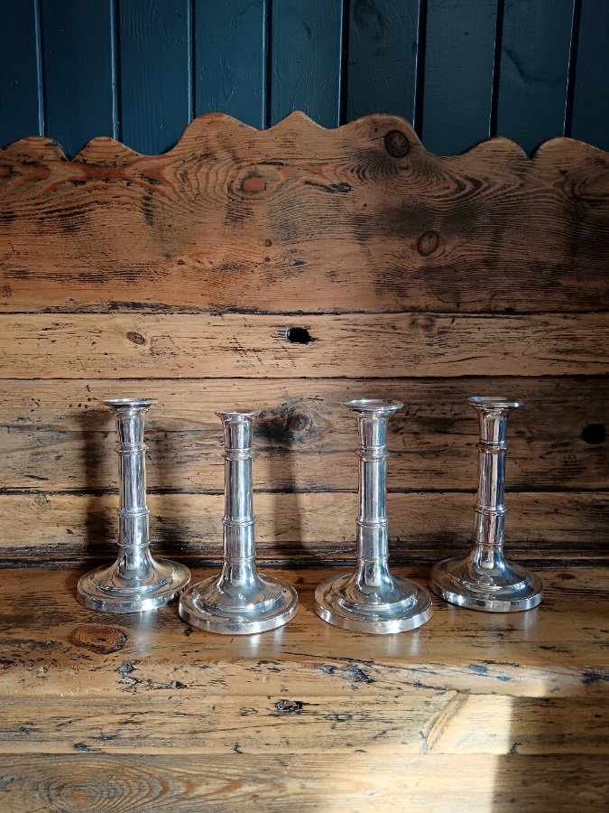 Fine Group of Four Georgian Silver Plated Telescopic Candlesticks  (1).jpg